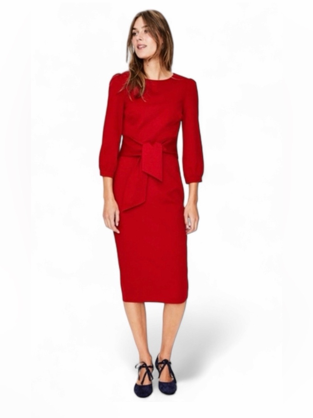 Boden Womenโs Red Josephine Ponte Dress Size 8 Petite